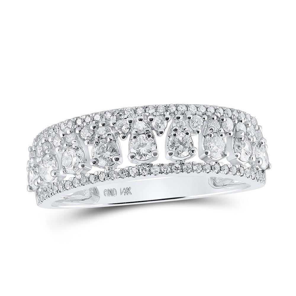 14kt White Gold Womens Round Diamond Band Ring 3/4 Cttw