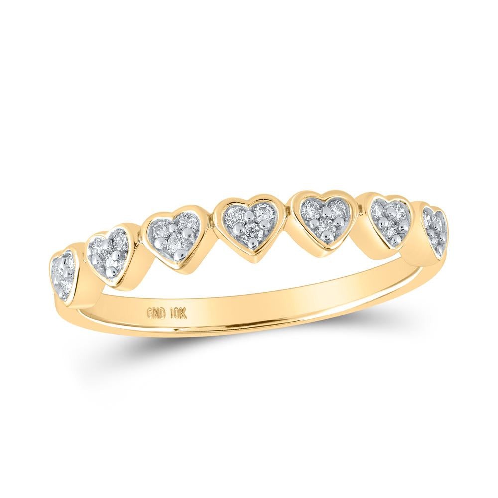 10kt Yellow Gold Womens Round Diamond Heart Ring 1/8 Cttw