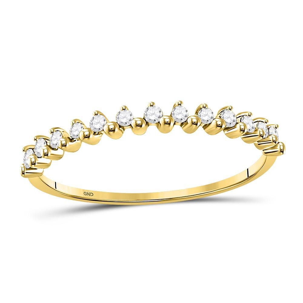 10kt Yellow Gold Womens Round Diamond Stackable Band Ring 1/8 Cttw