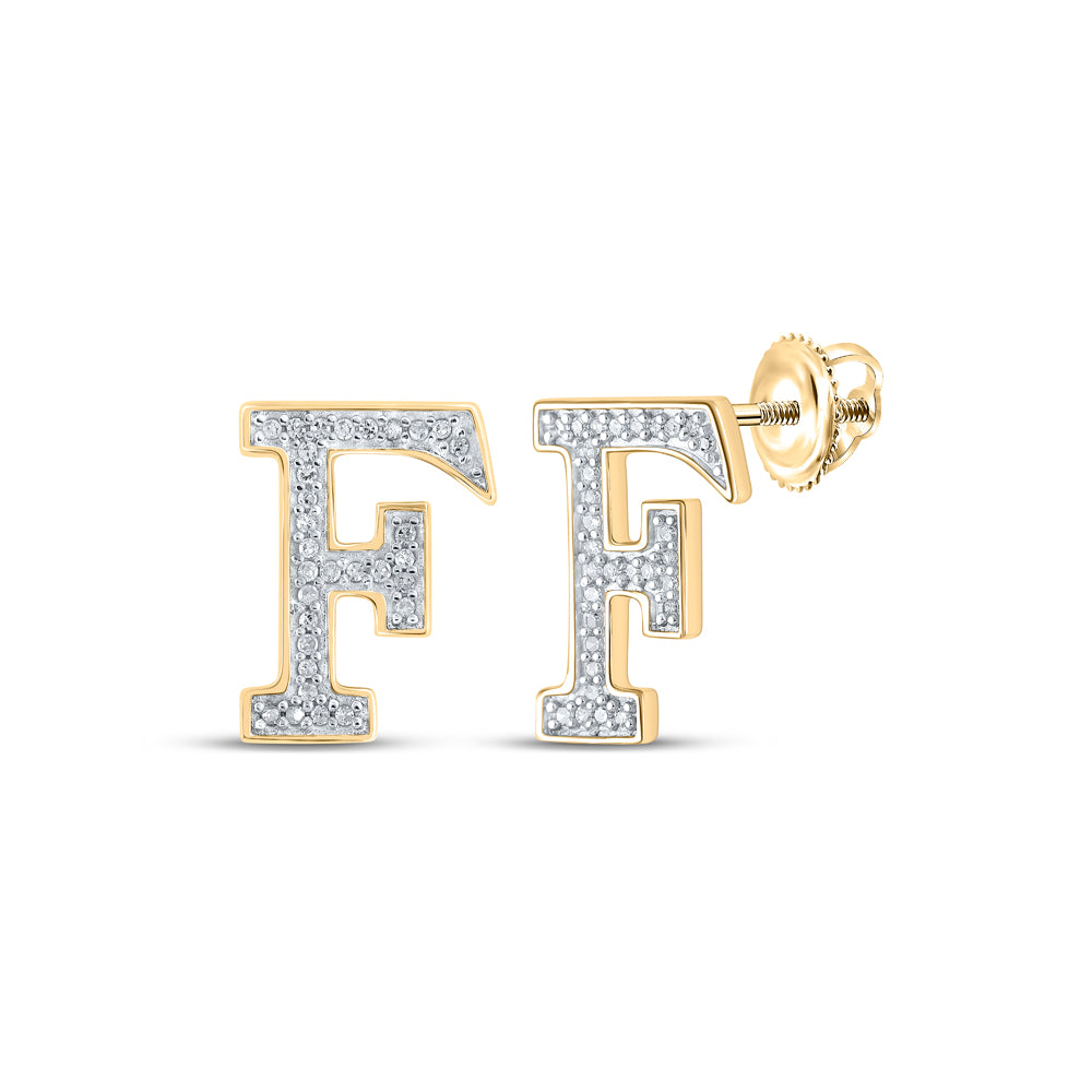 10Kt Gold Initial Letter Earrings V