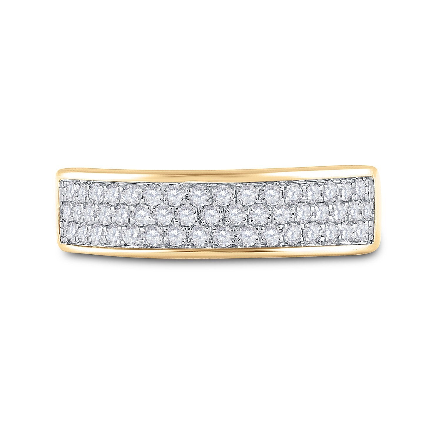 10kt Yellow Gold Womens Round Diamond Pave Band Ring 1/2 Cttw