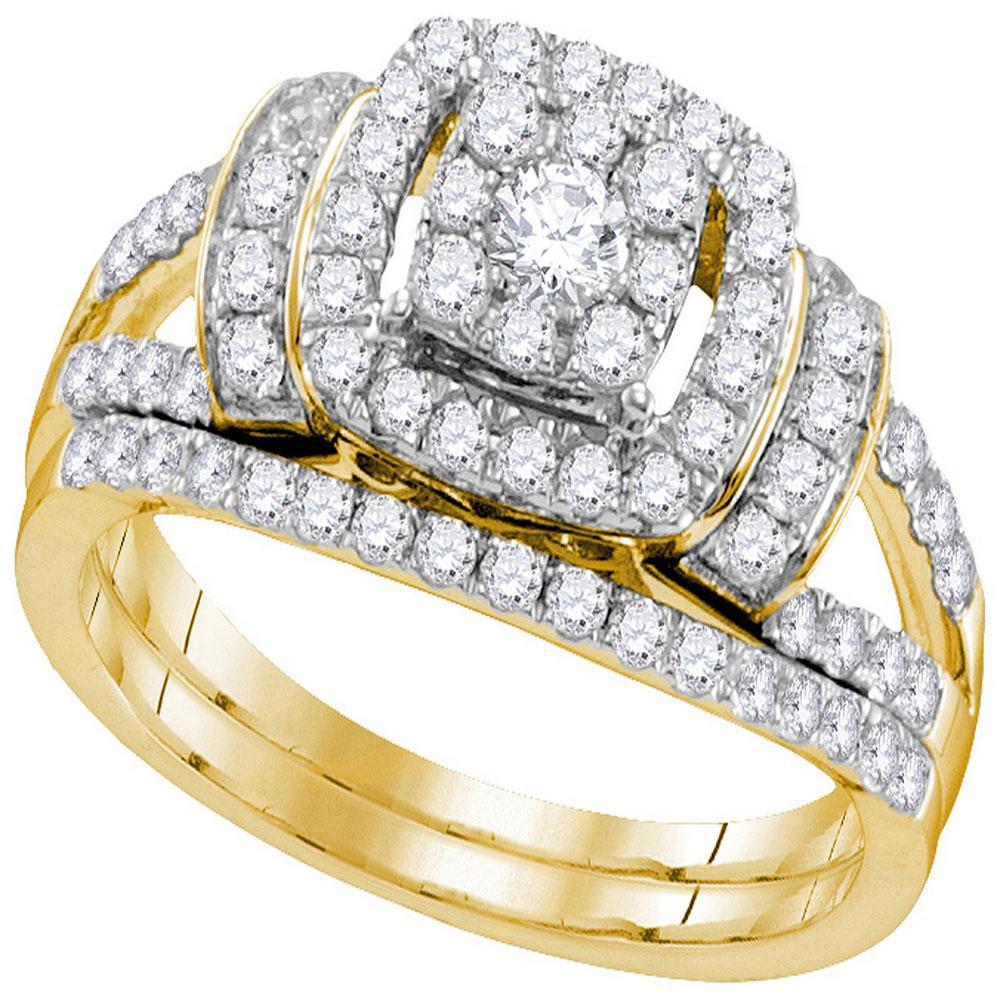 14kt Yellow Gold Round Diamond Bridal Wedding Ring Band Set 1 Cttw