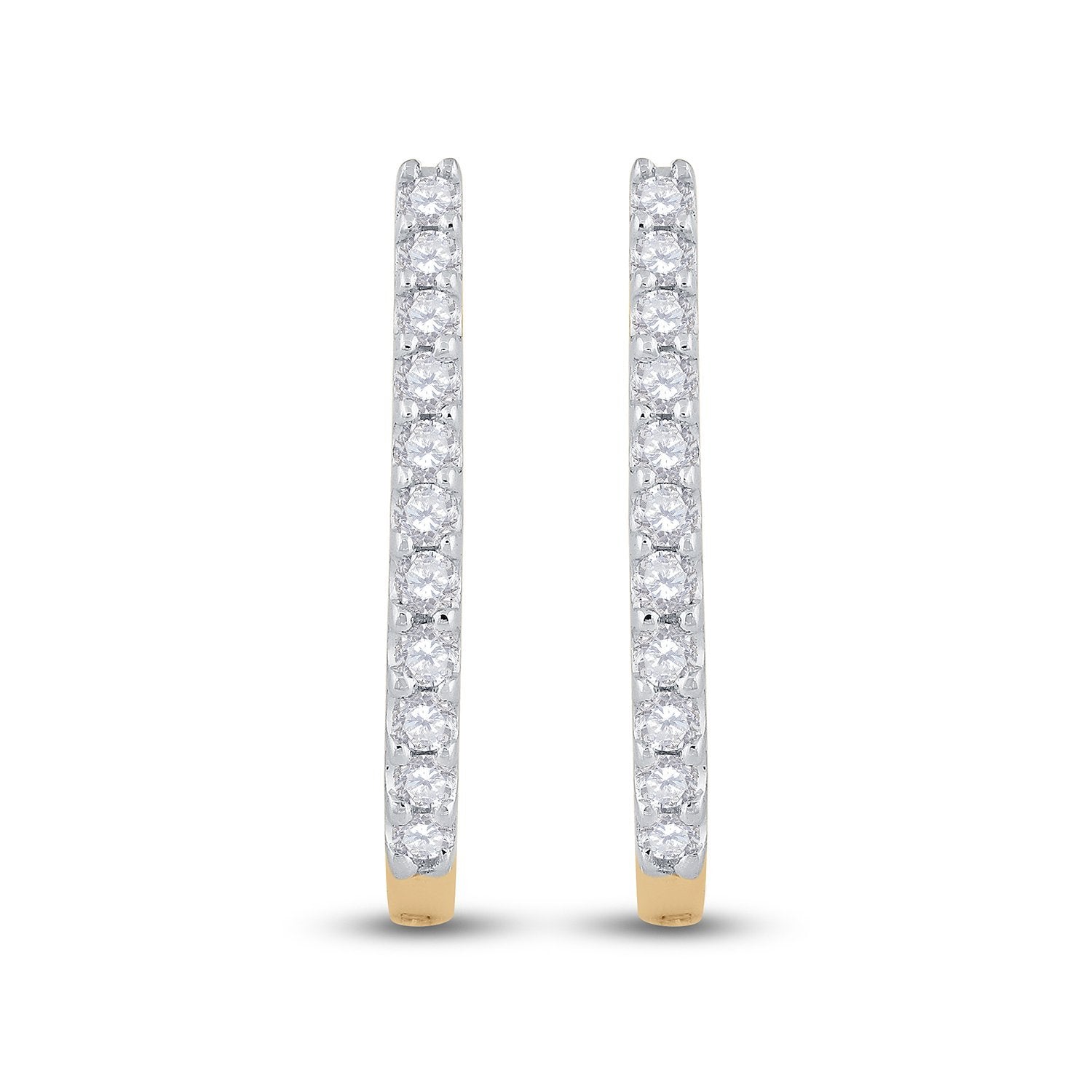 14kt Yellow Gold Womens Round Diamond Hoop Earrings 1/4 Cttw