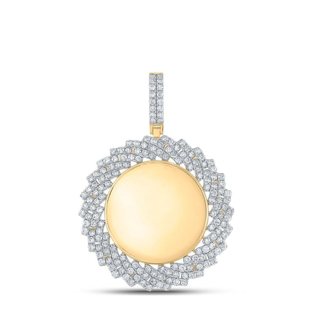 10kt Yellow Gold Mens Round Diamond Circle Memory Charm Pendant 3 Cttw