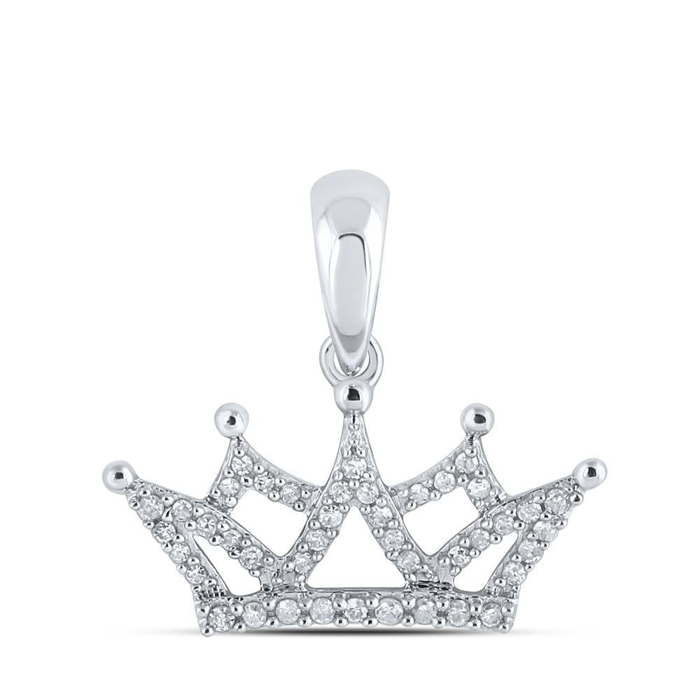 10kt White Gold Womens Round Diamond Fashion Pendant 1/6 Cttw