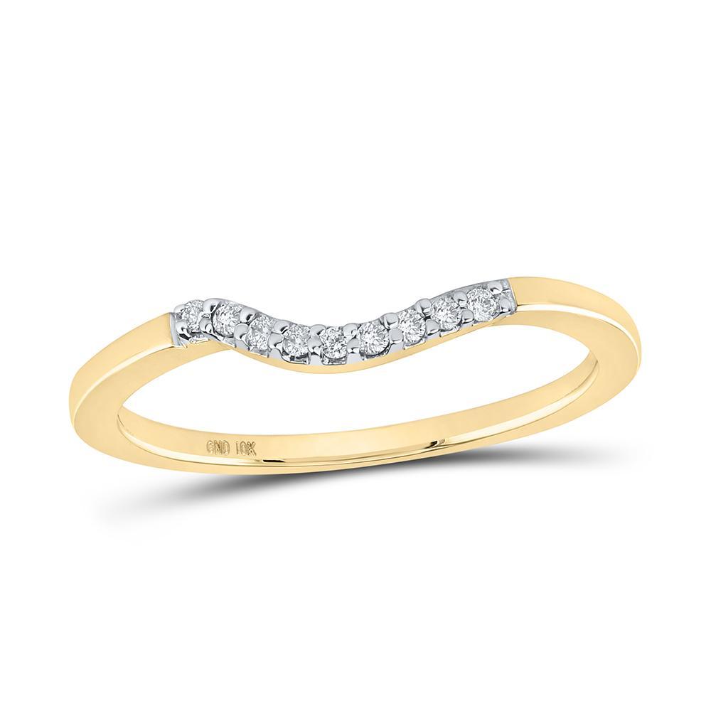 10kt Yellow Gold Womens Round Diamond Contoured Solitaire Enhancer Wedding Band 1/20 Cttw