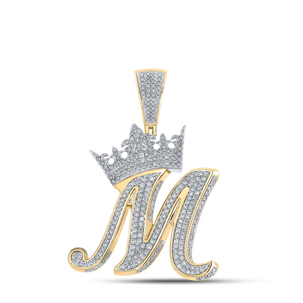 27 Diamond M Pendant in 14k White Gold - Filigree Jewelers