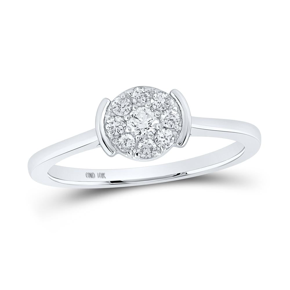 10kt White Gold Womens Round Diamond Cluster Ring 1/4 Cttw