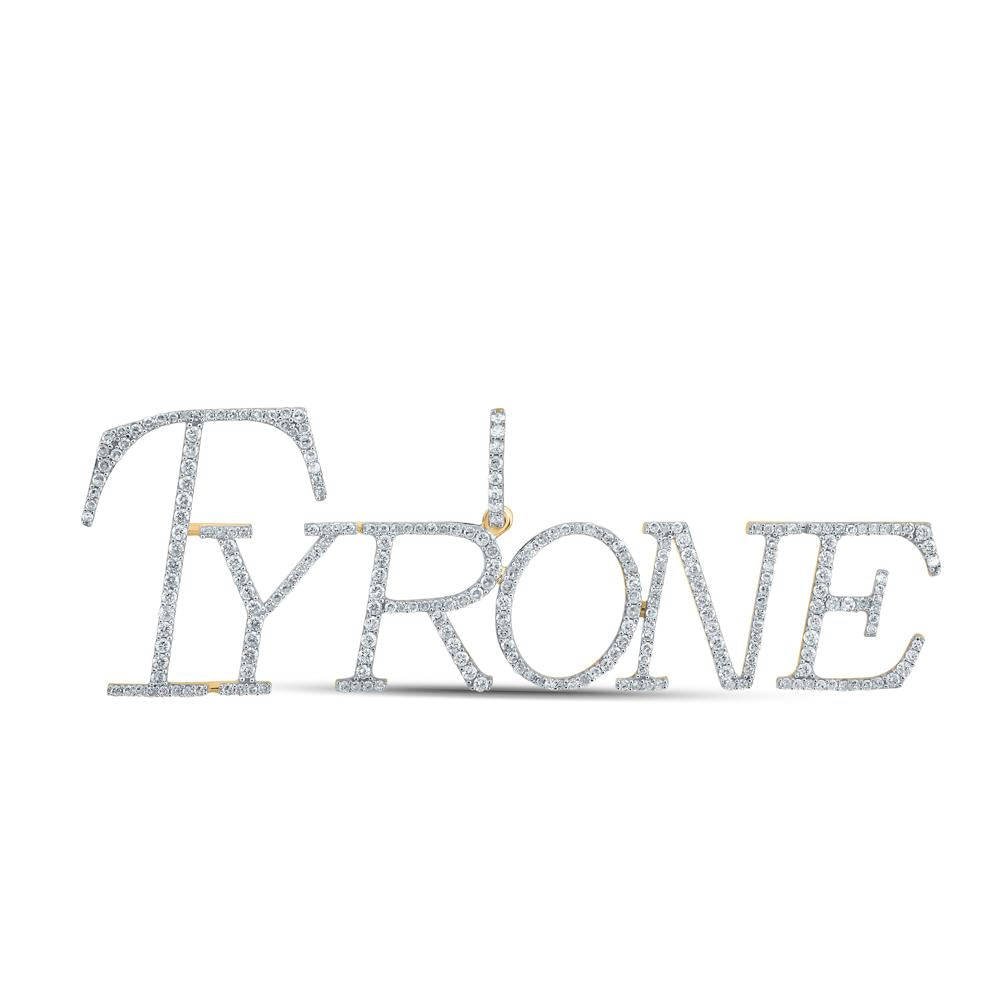 10kt Yellow Gold Mens Round Diamond Tyrone Name Charm Pendant 1-1/2 Cttw