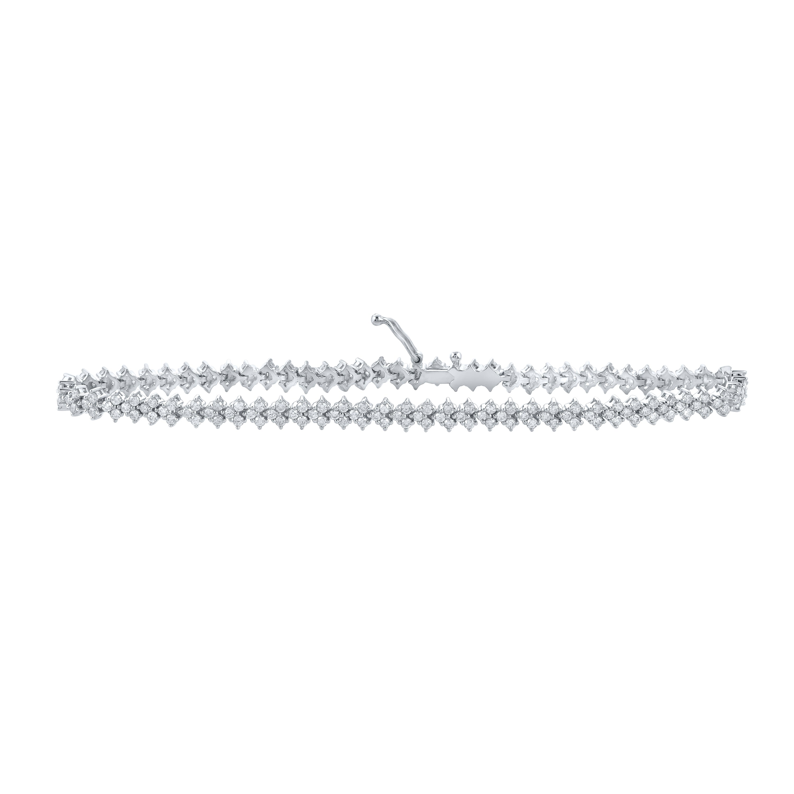 10kt White Gold Womens Round Diamond Fashion Bracelet 2-1/2 Cttw