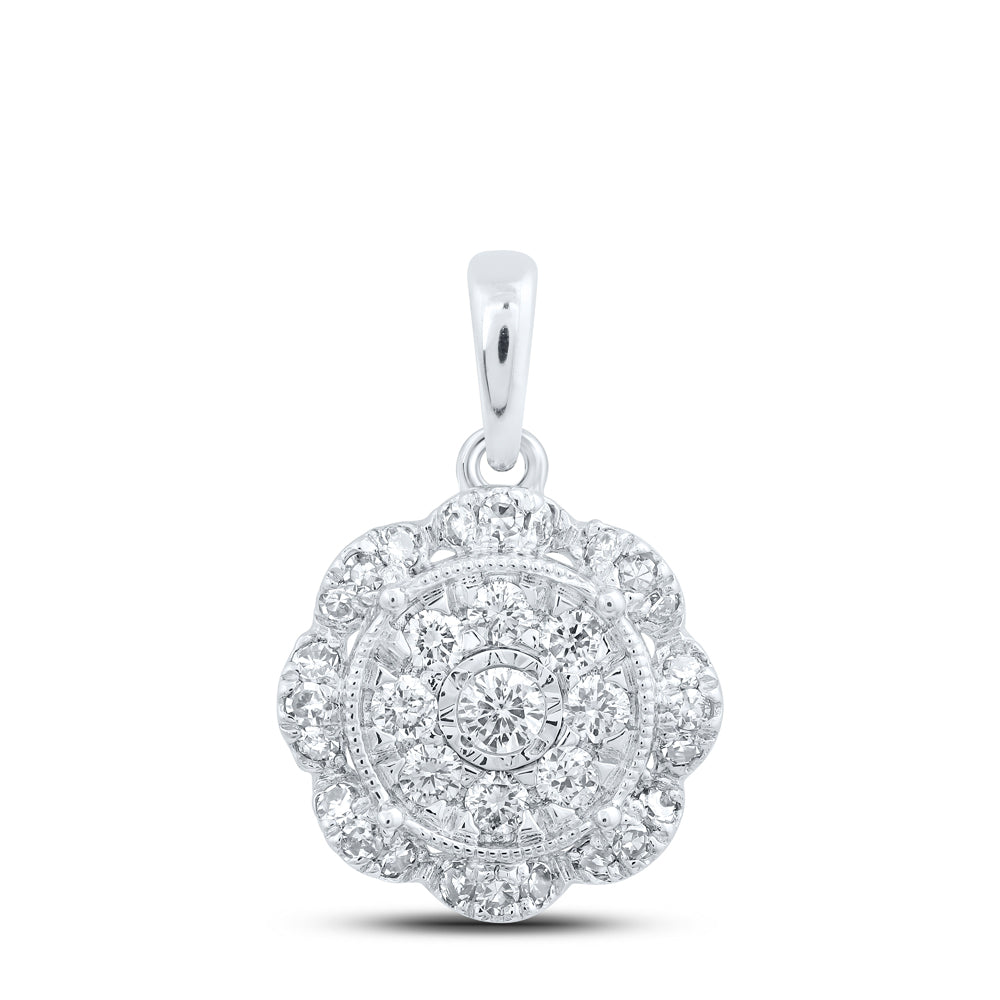 10kt White Gold Womens Round Diamond Circle Pendant 1/3 Cttw