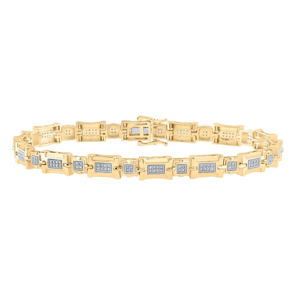 10kt Yellow Gold Mens Round Diamond Link Bracelet 1/2 Cttw