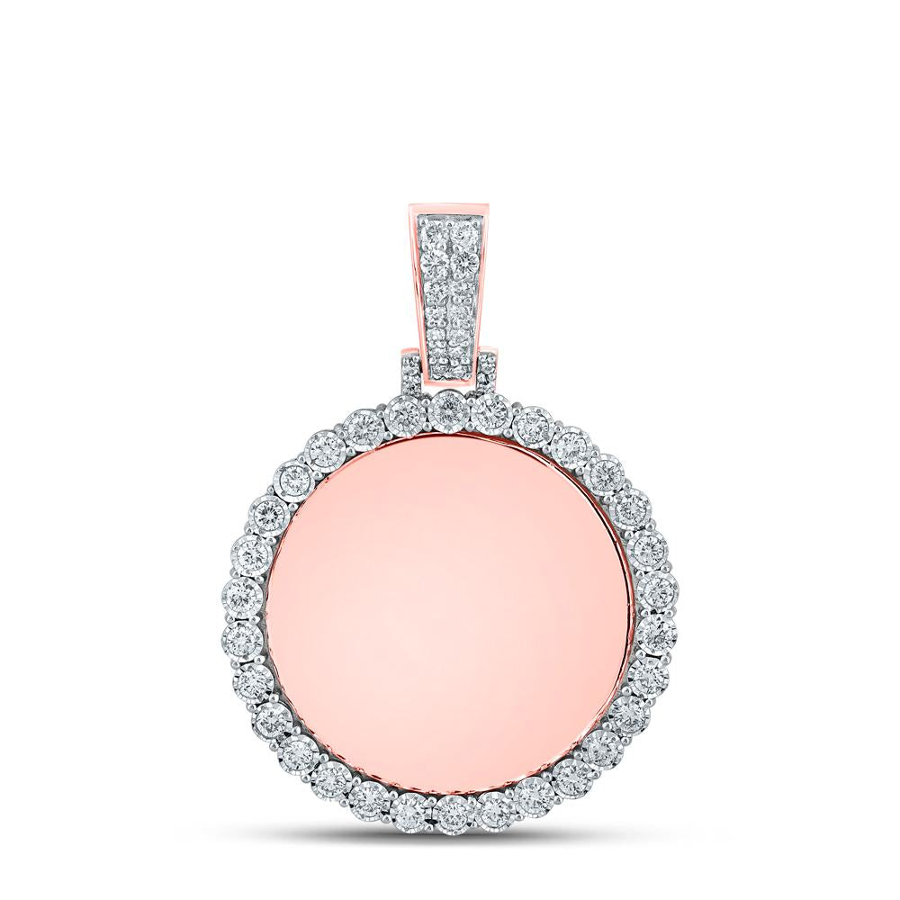 10kt Rose Gold Mens Round Diamond Memory Circle Charm Pendant 3/4 Cttw