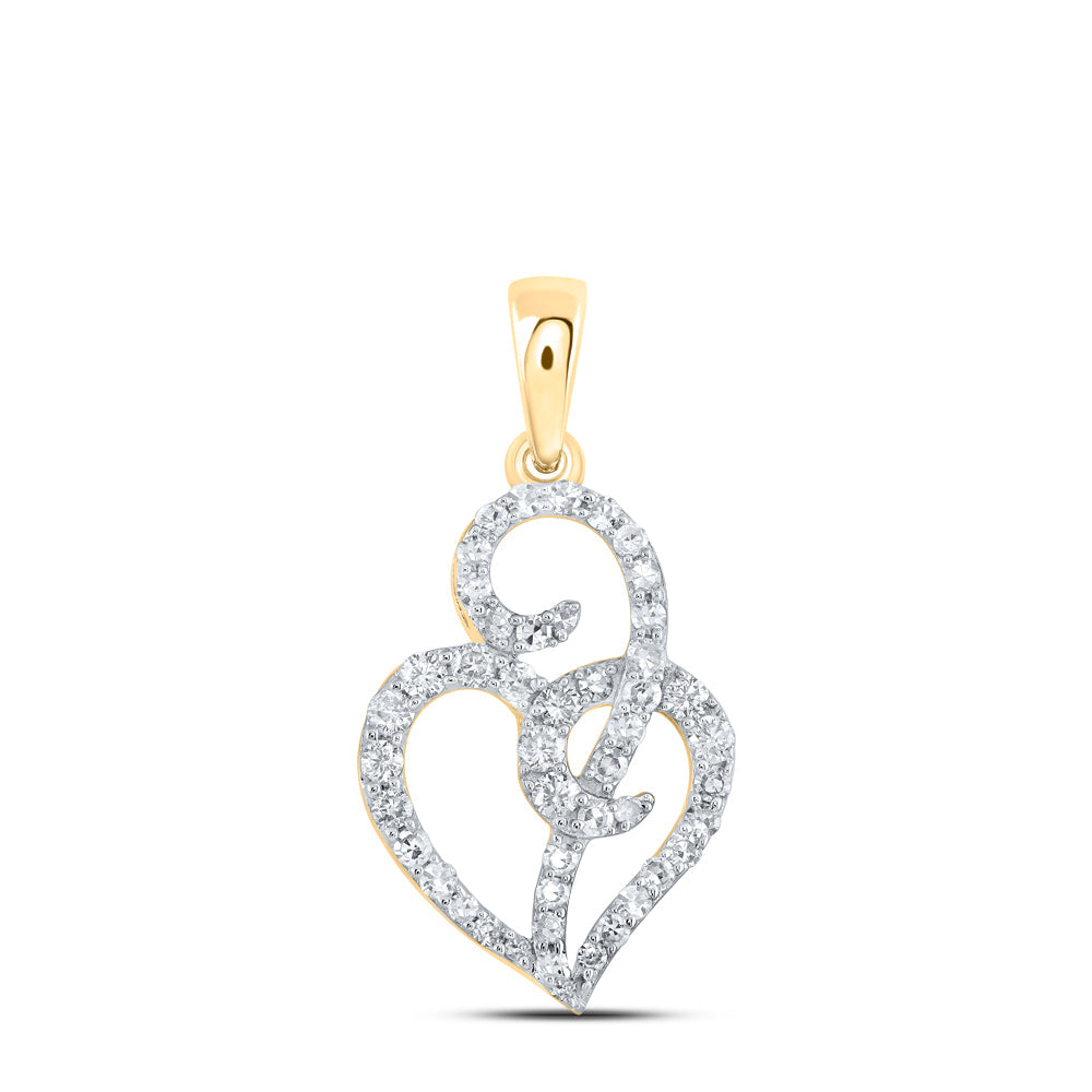 10kt Yellow Gold Womens Round Diamond Heart Pendant 1/3 Cttw