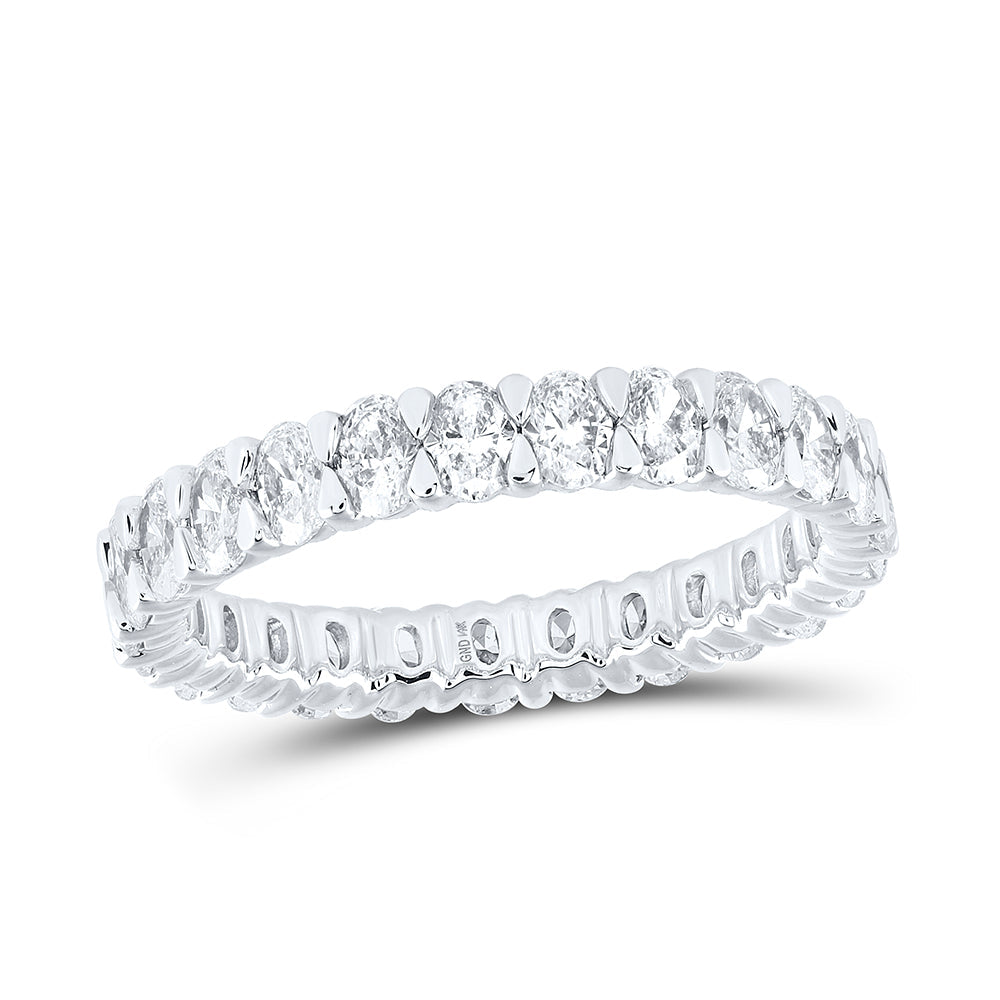 14kt White Gold Womens Oval Diamond Eternity Wedding Band 2 Cttw