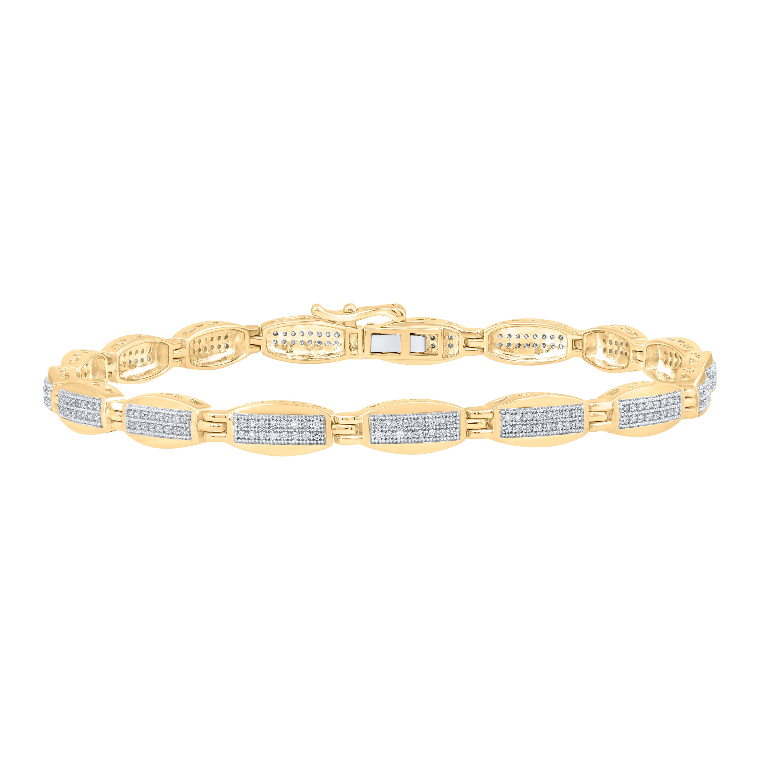 10kt Yellow Gold Mens Round Diamond Link Bracelet 3/4 Cttw