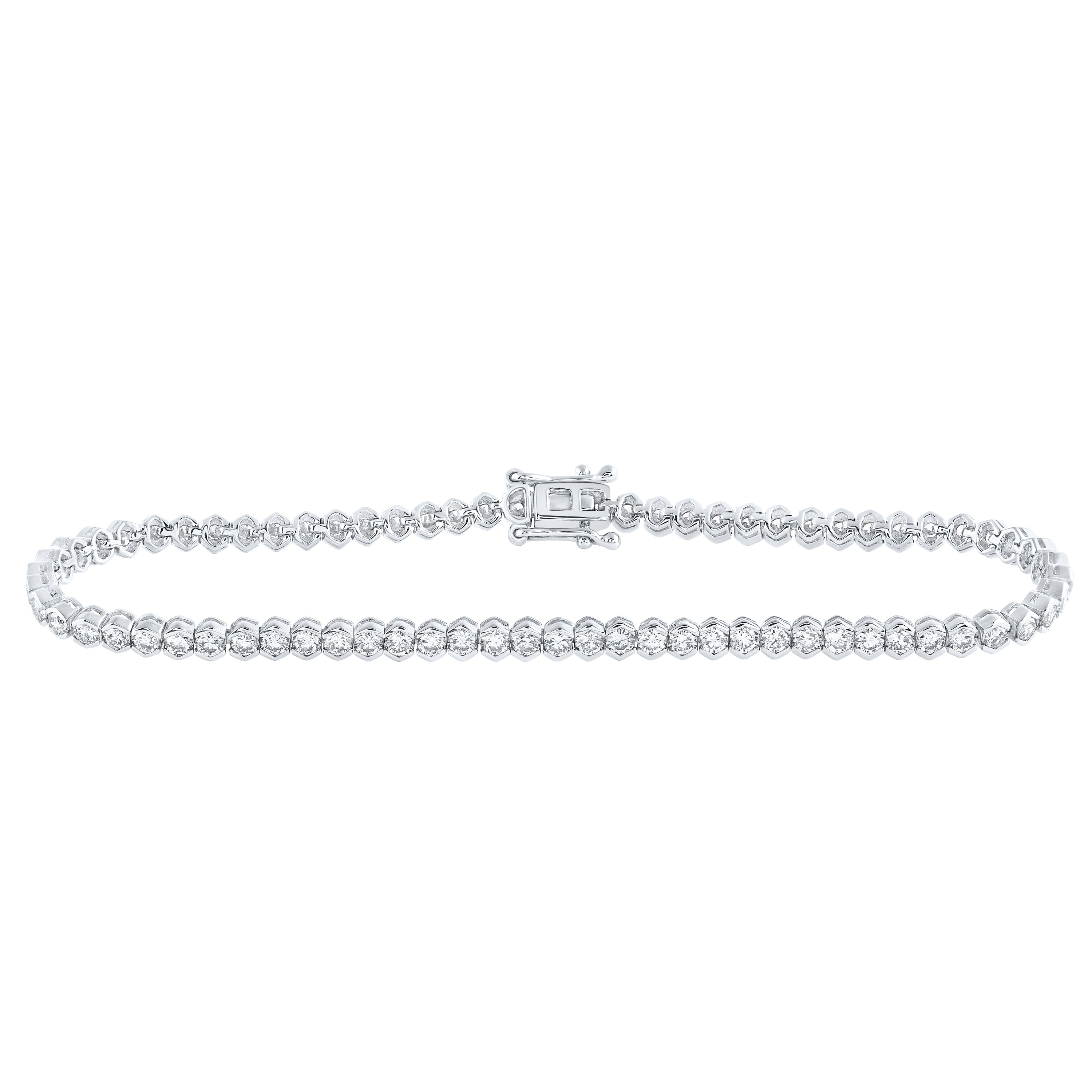 14kt White Gold Womens Round Diamond Single Row Tennis Bracelet 3 Cttw