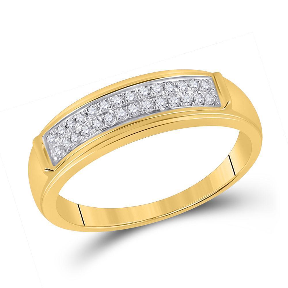 10kt Yellow Gold His Hers Round Diamond Square Matching Wedding Set 3/8 Cttw