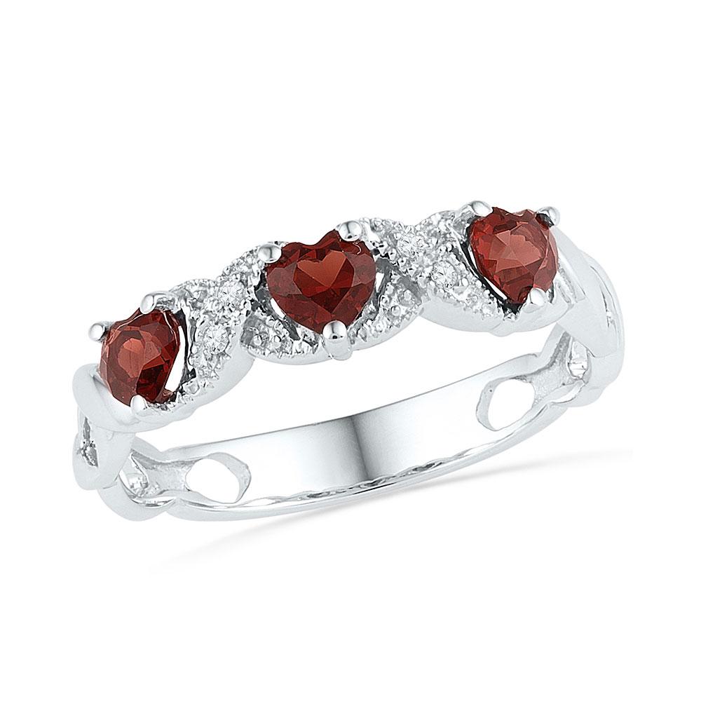 Sterling Silver Womens Lab-Created Ruby Heart Ring 3/4 Cttw