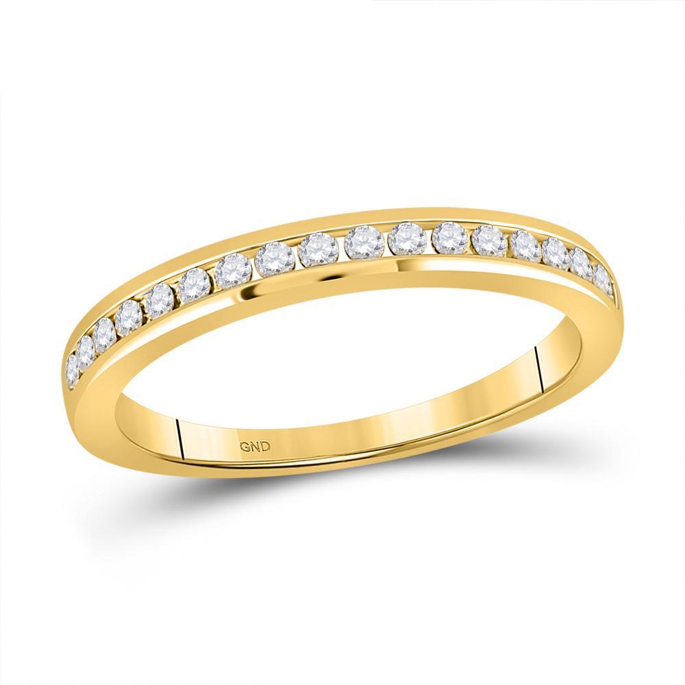 14kt Yellow Gold Womens Round Diamond Wedding Single Row Band 1/4 Cttw