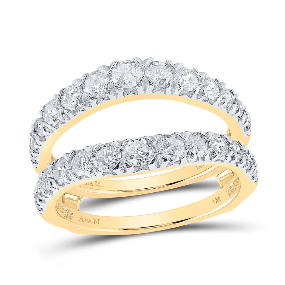 14kt Yellow Gold Womens Round Diamond Wrap Enhancer Wedding Band 1-1/2 Cttw