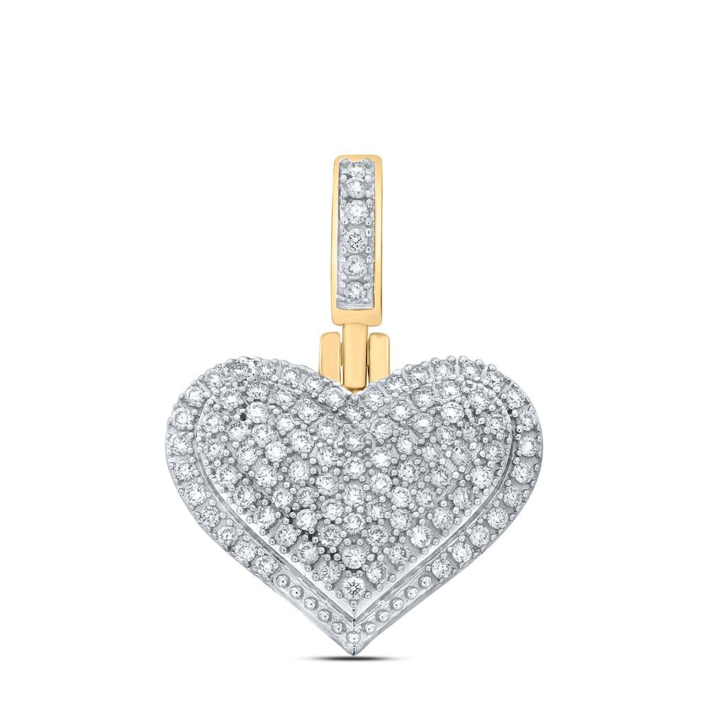 10kt Yellow Gold Womens Round Diamond Heart Pendant 5/8 Cttw