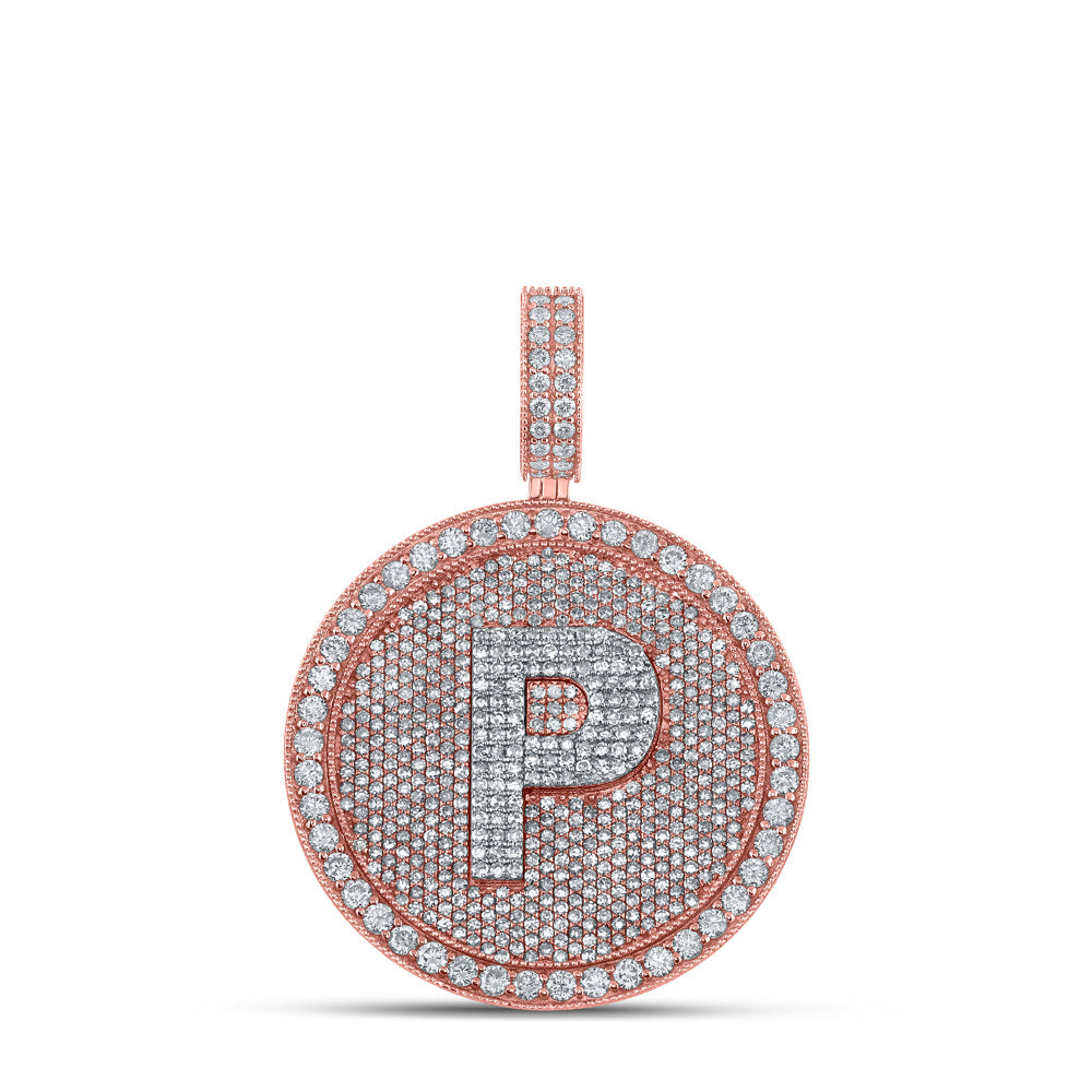 10kt Two-tone Gold Mens Round Diamond P Initial Letter Charm Pendant 4 Cttw