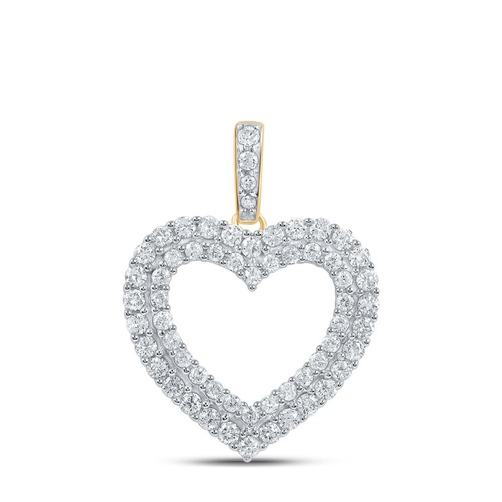 10kt Yellow Gold Womens Round Diamond Heart Pendant 5/8 Cttw