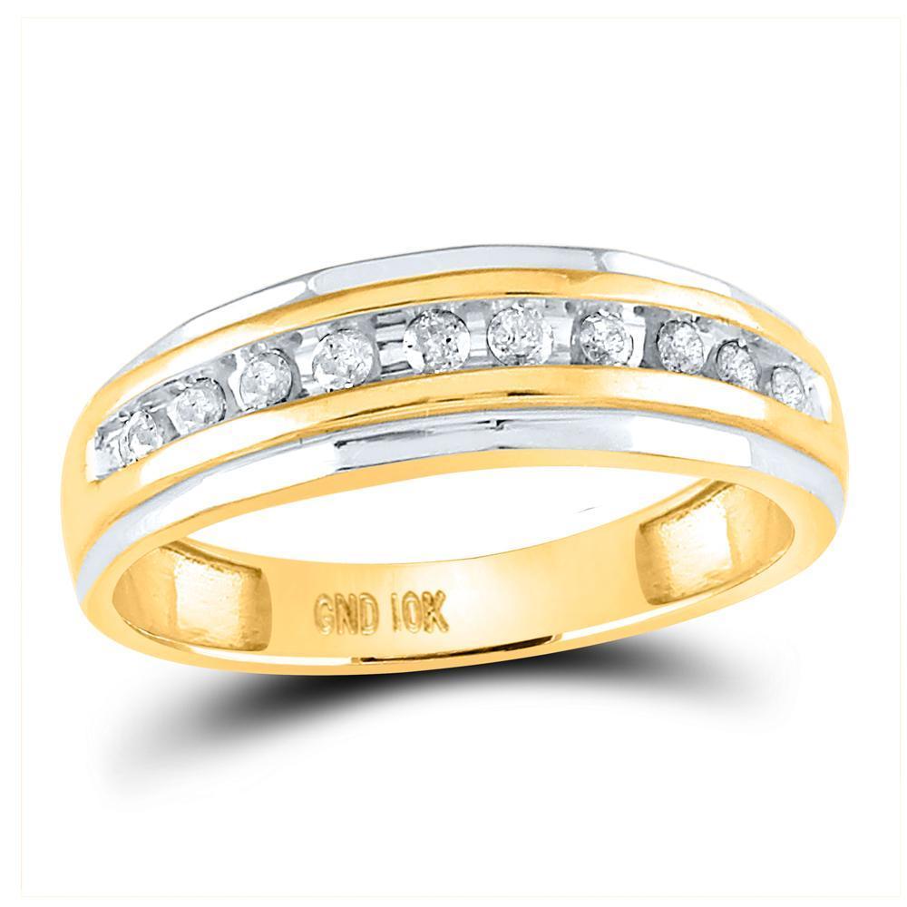 14kt Yellow Gold Mens Round Diamond Wedding Band Ring 1/4 Cttw