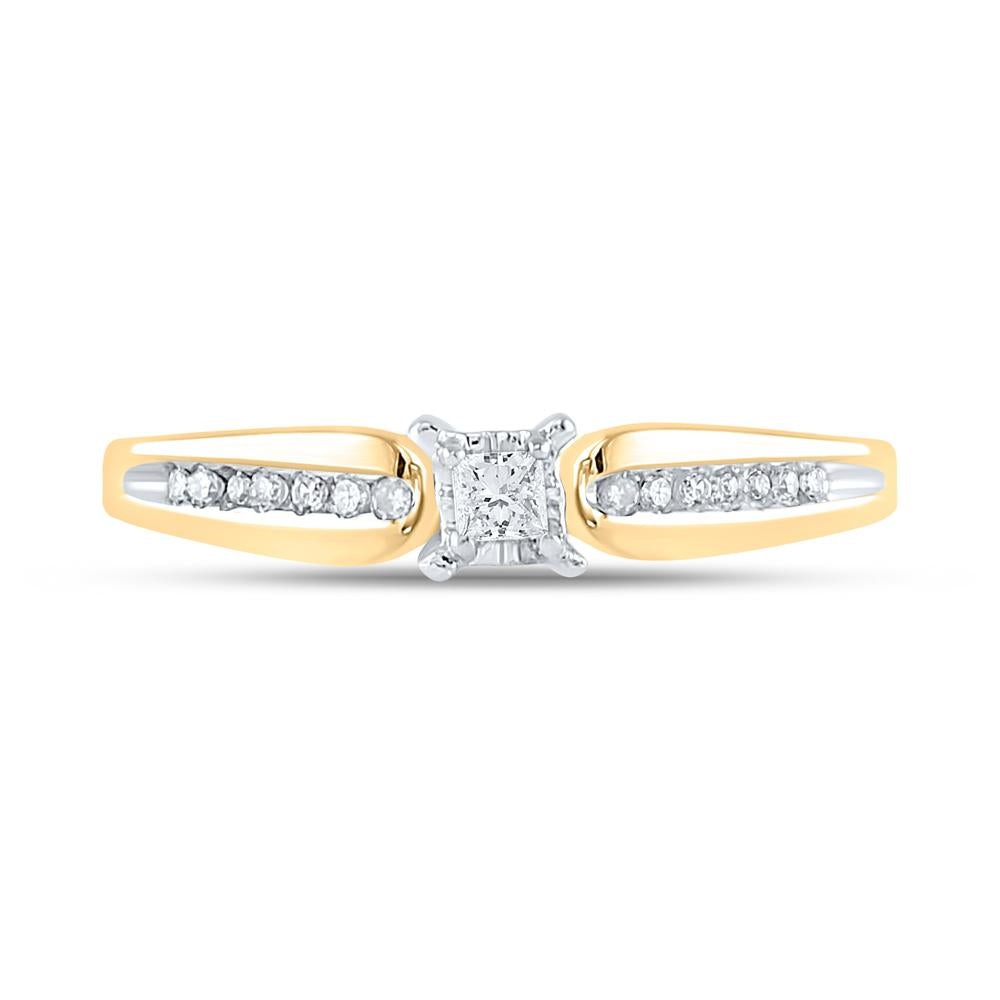10kt Yellow Gold Womens Princess Diamond Solitaire Promise Ring 1/6 Cttw