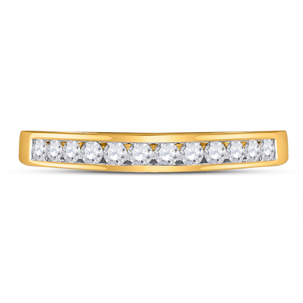 14kt Yellow Gold Womens Round Channel-set Diamond Single Row Wedding Band 1/4 Cttw