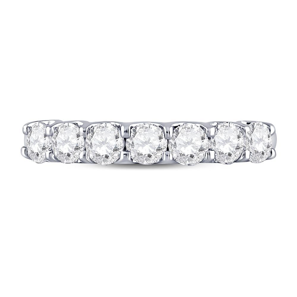 14kt White Gold Womens Round Diamond Classic Anniversary Band Ring 1 Cttw