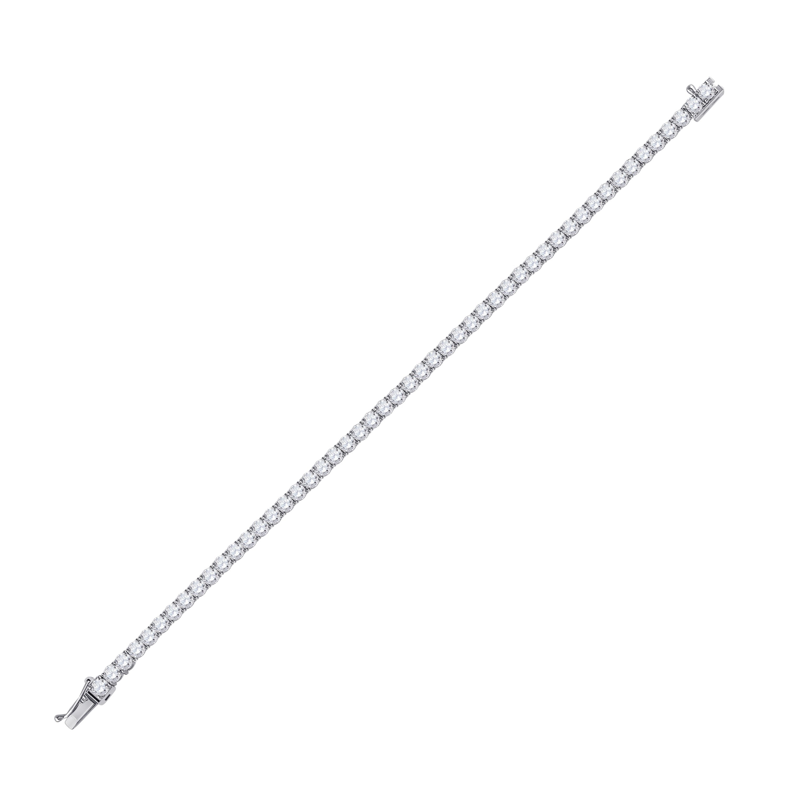 14kt White Gold Womens Round Diamond Tennis Bracelet 6 Cttw