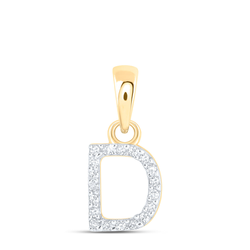 10kt Yellow Gold Womens Round Diamond D Initial Letter Pendant 1/20 Cttw