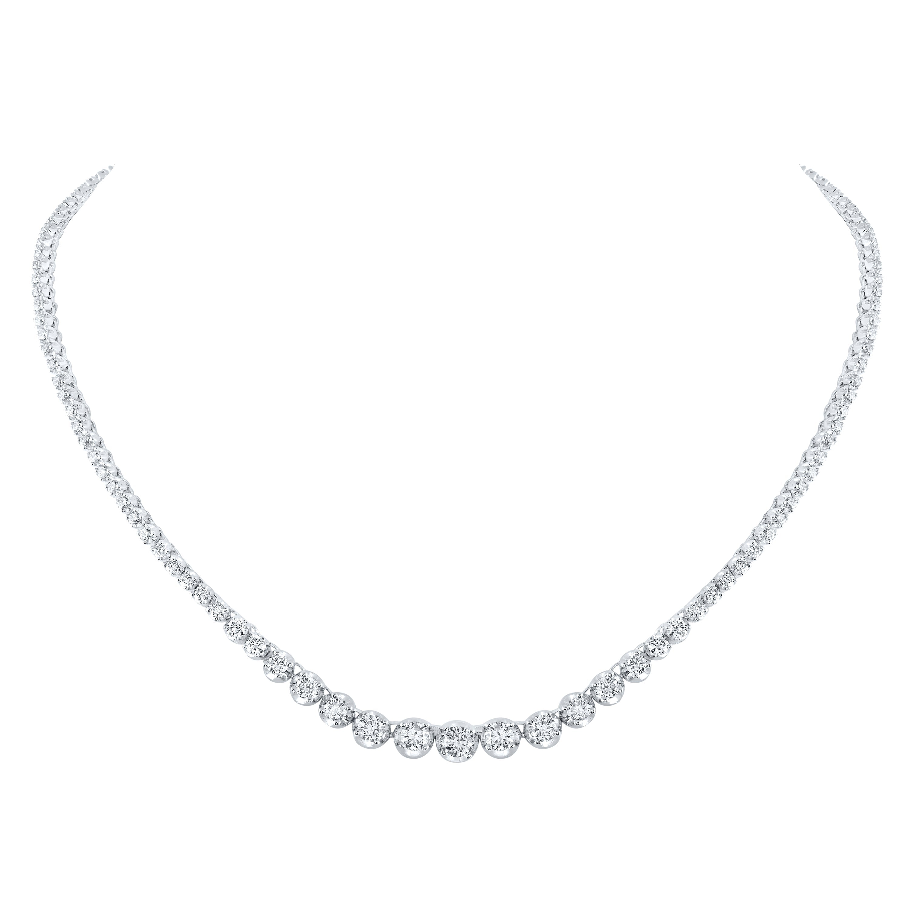 14kt White Gold Womens Round Diamond Graduated Tennis Necklace 5-3/4 Cttw