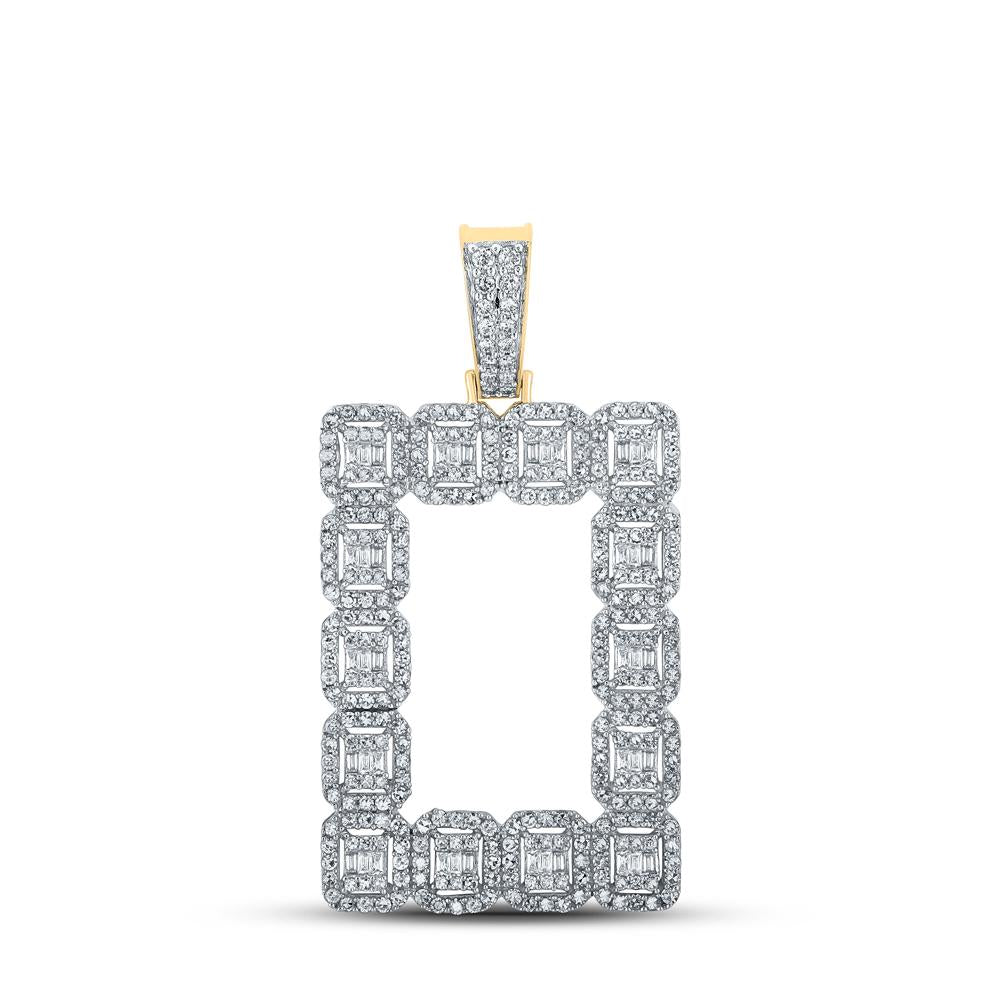 10kt Yellow Gold Mens Baguette Diamond Rectangle Charm Pendant 2-1/2 Cttw