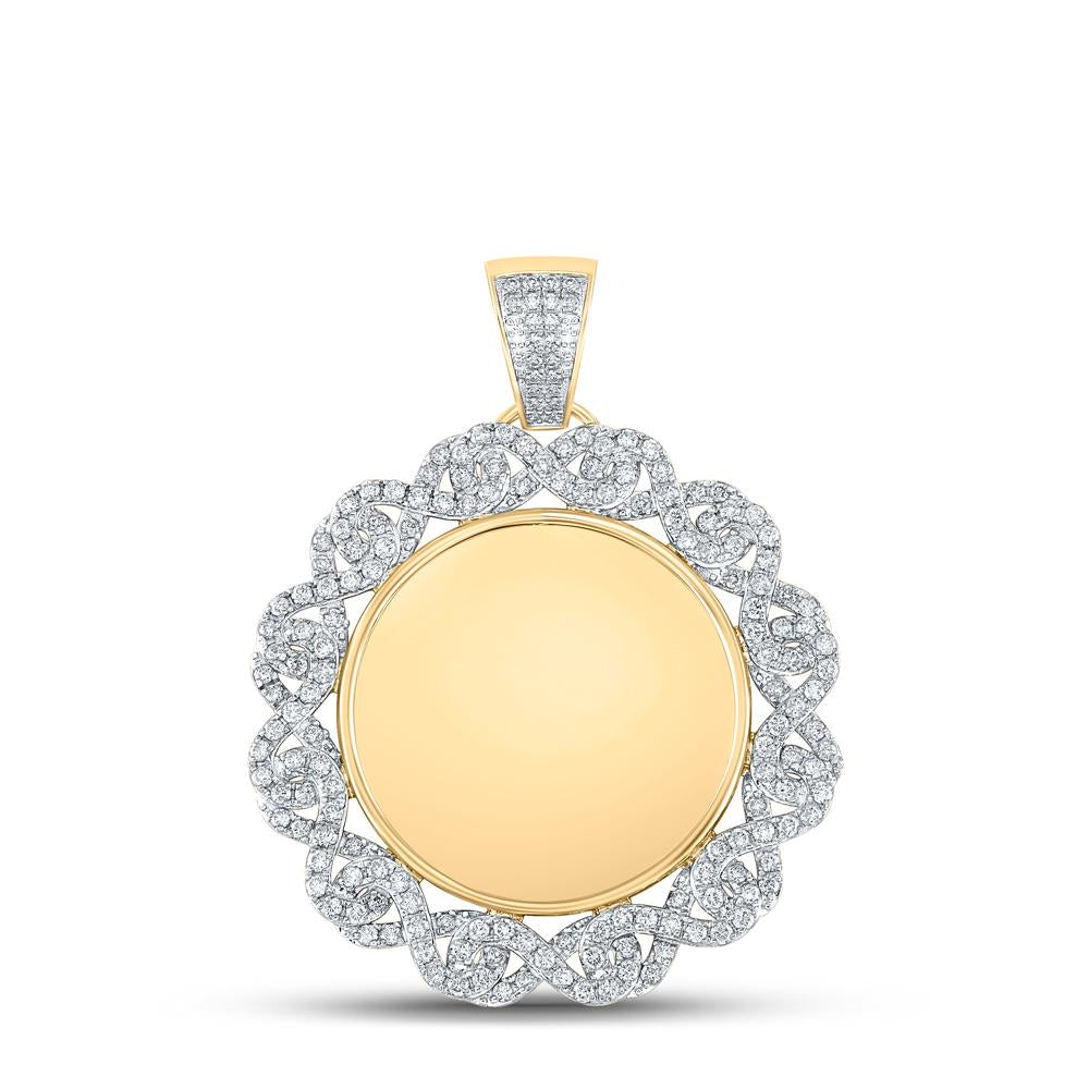 10kt Yellow Gold Mens Round Diamond Memory Circle Charm Pendant 2 Cttw