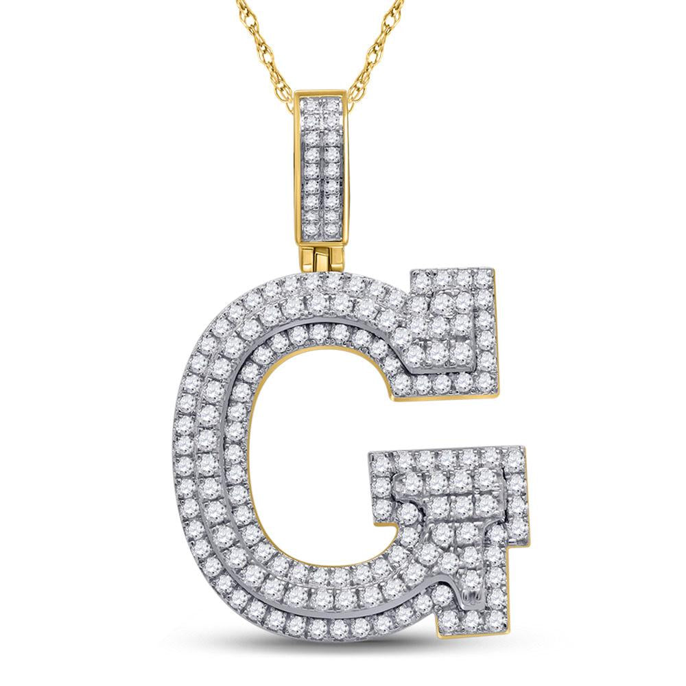 10kt Yellow Gold Mens Round Diamond Initial G Charm Pendant 2 Cttw