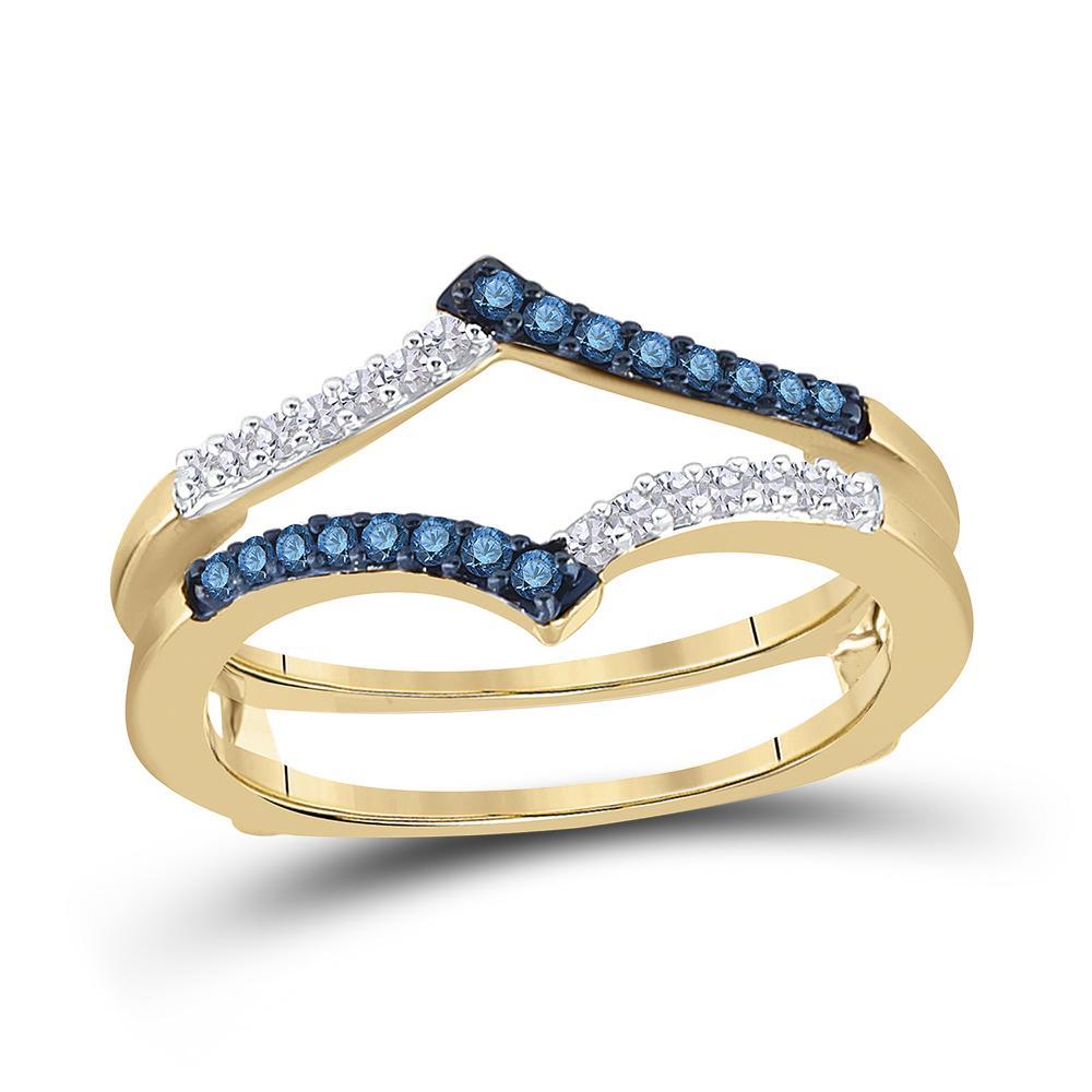 10kt Yellow Gold Womens Round Blue Color Enhanced Diamond Enhancer Wedding Band 1/5 Cttw