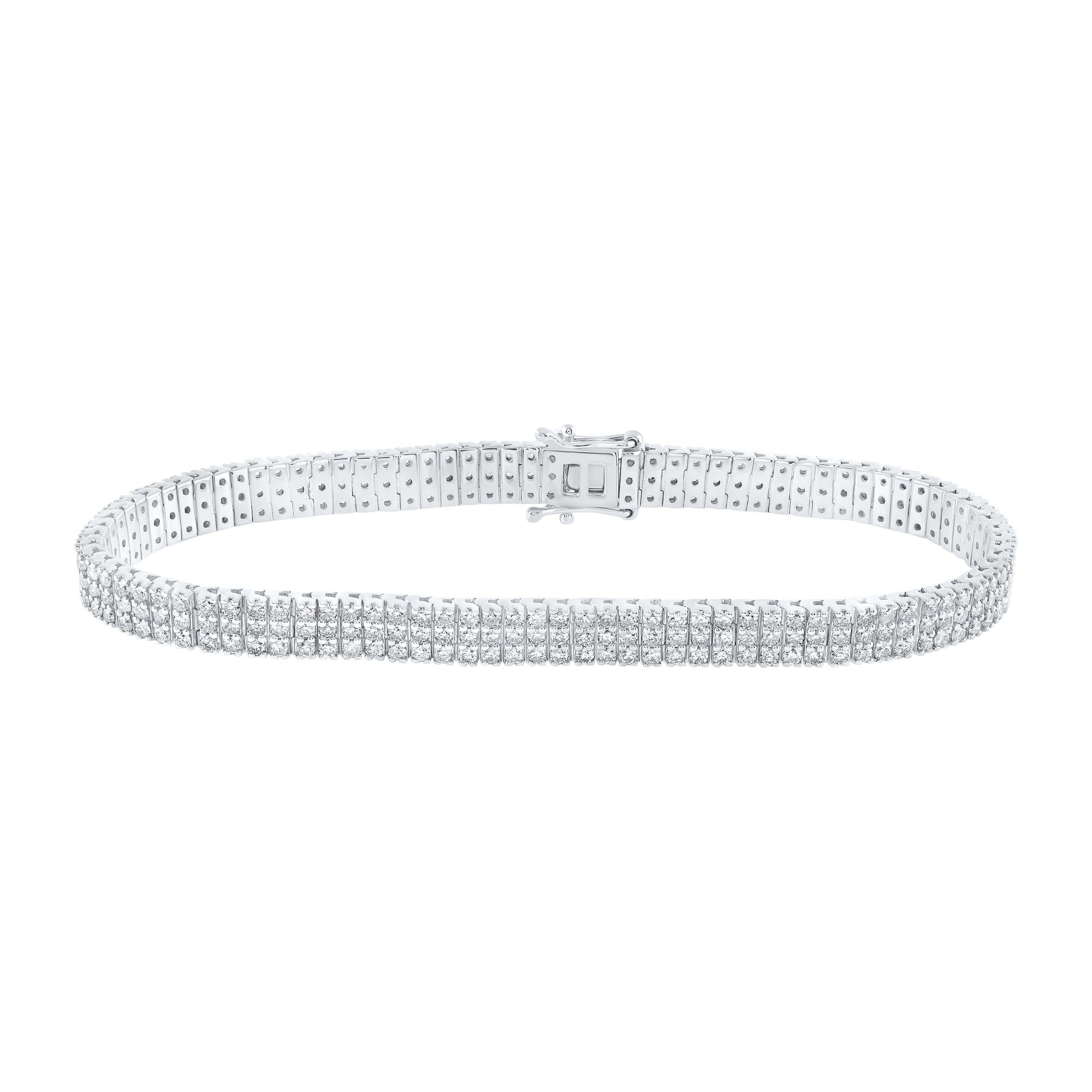 14kt White Gold Womens Round Diamond 3-Row Tennis Bracelet 4 Cttw