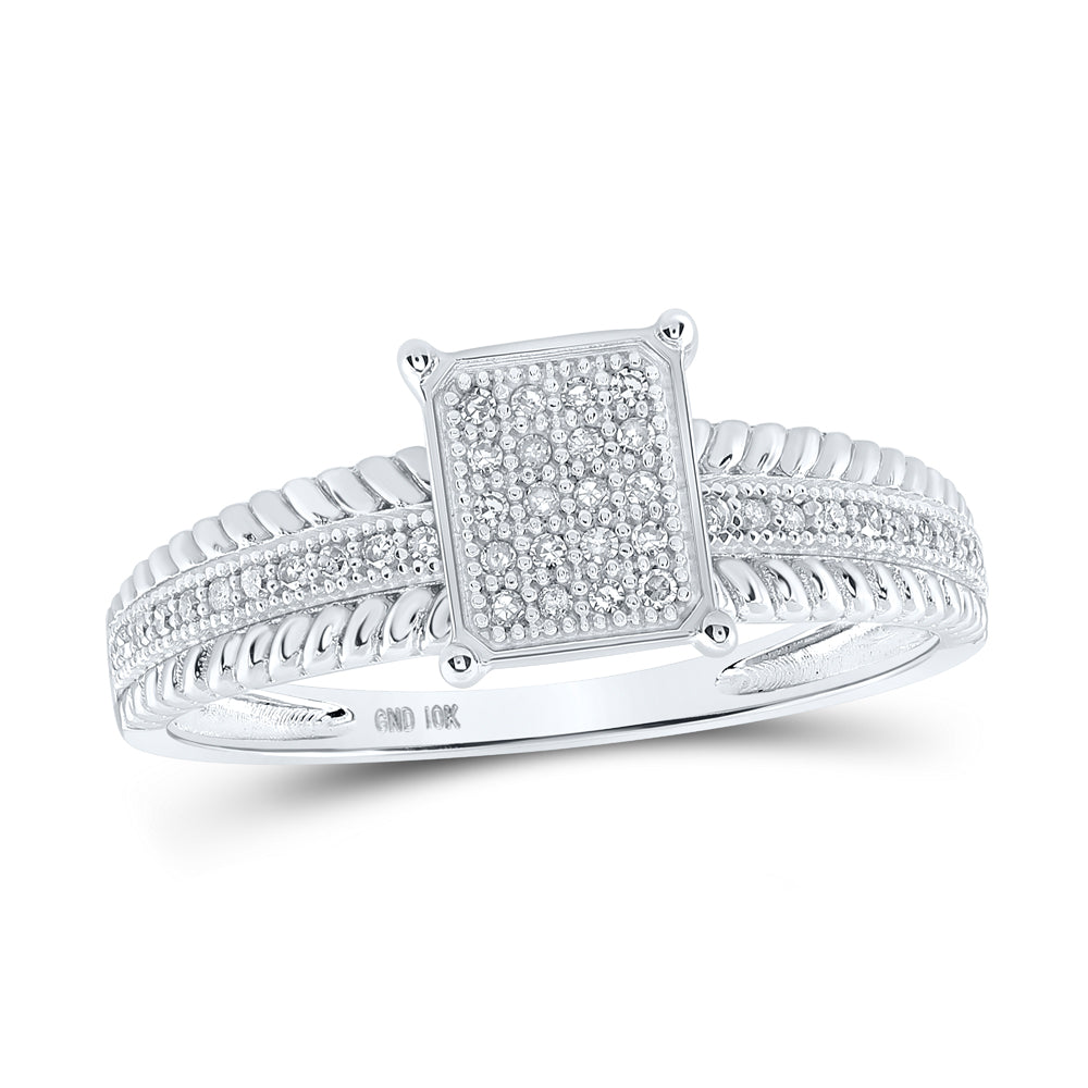 10kt White Gold Womens Round Diamond Cluster Ring 1/8 Cttw