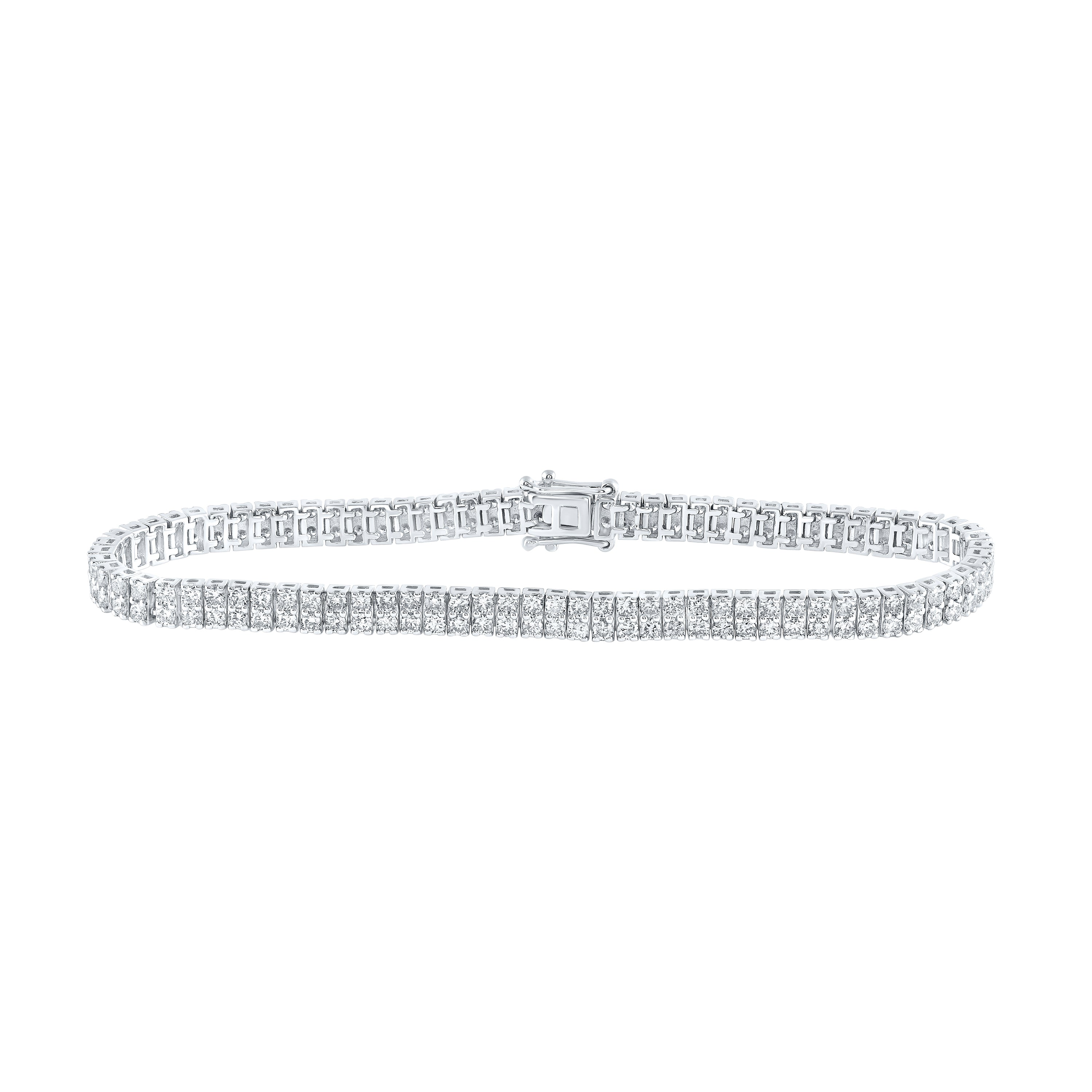 14kt White Gold Womens Round Diamond Double Row Tennis Bracelet 4 Cttw