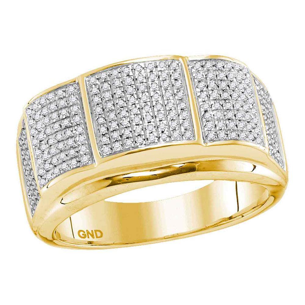 10kt Yellow Gold Mens Round Diamond Band Ring 1/2 Cttw