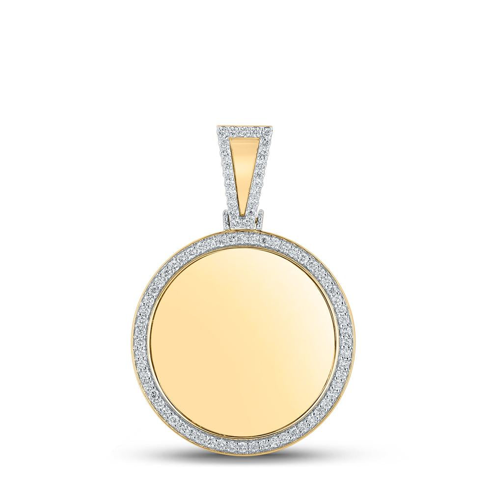 10kt Yellow Gold Mens Round Diamond Circle Charm Pendant 1-1/2 Cttw