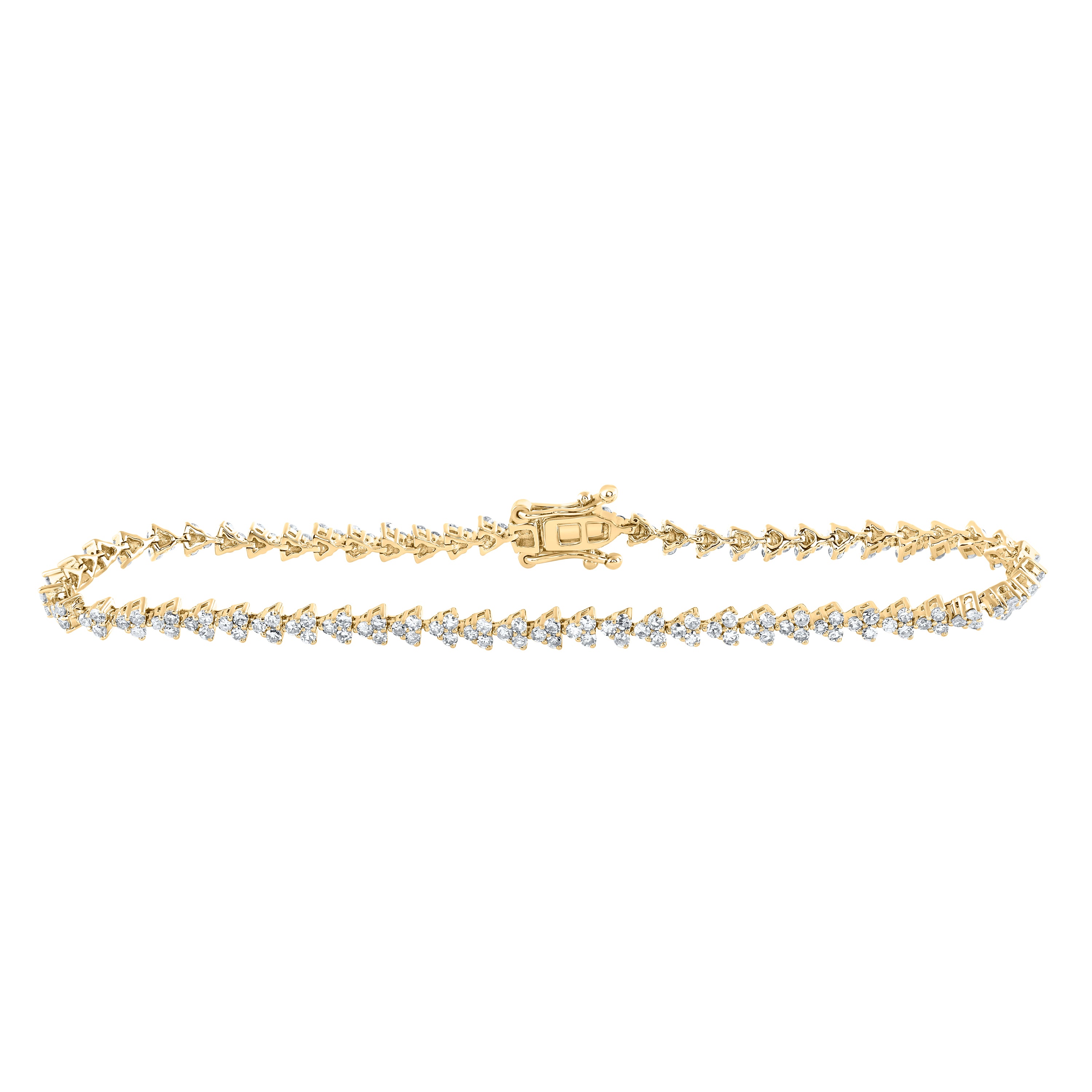 14kt Yellow Gold Womens Round Diamond Single Row Tennis Bracelet 1-7/8 Cttw