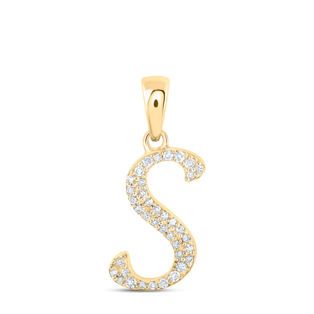 10kt Yellow Gold Womens Round Diamond S Initial Letter Pendant 1/10 Cttw