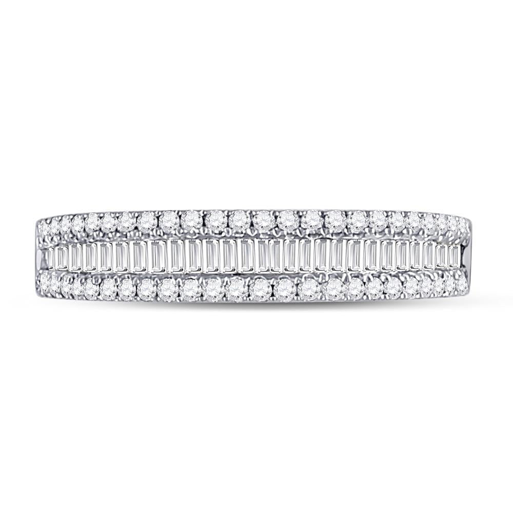 14kt White Gold Womens Round Diamond Anniversary Band Ring 1/2 Cttw