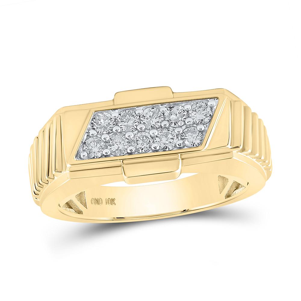 10kt Yellow Gold Mens Round Diamond Band Ring 1/2 Cttw