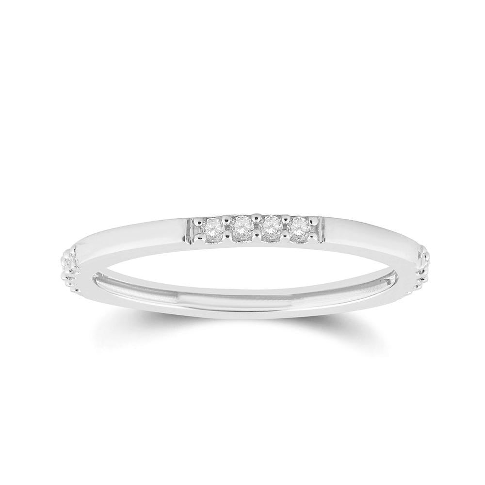 10kt White Gold Womens Round Diamond Stackable Band Ring 1/10 Cttw