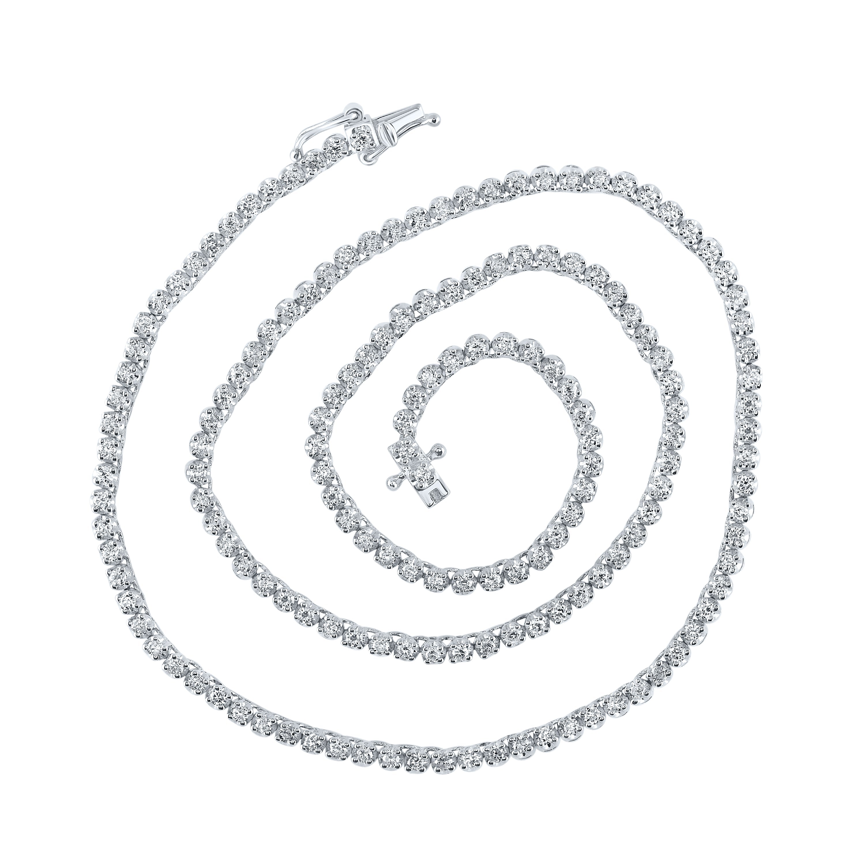 10kt White Gold Mens Round Diamond 16-inch Tennis Chain Necklace 2-7/8 Cttw